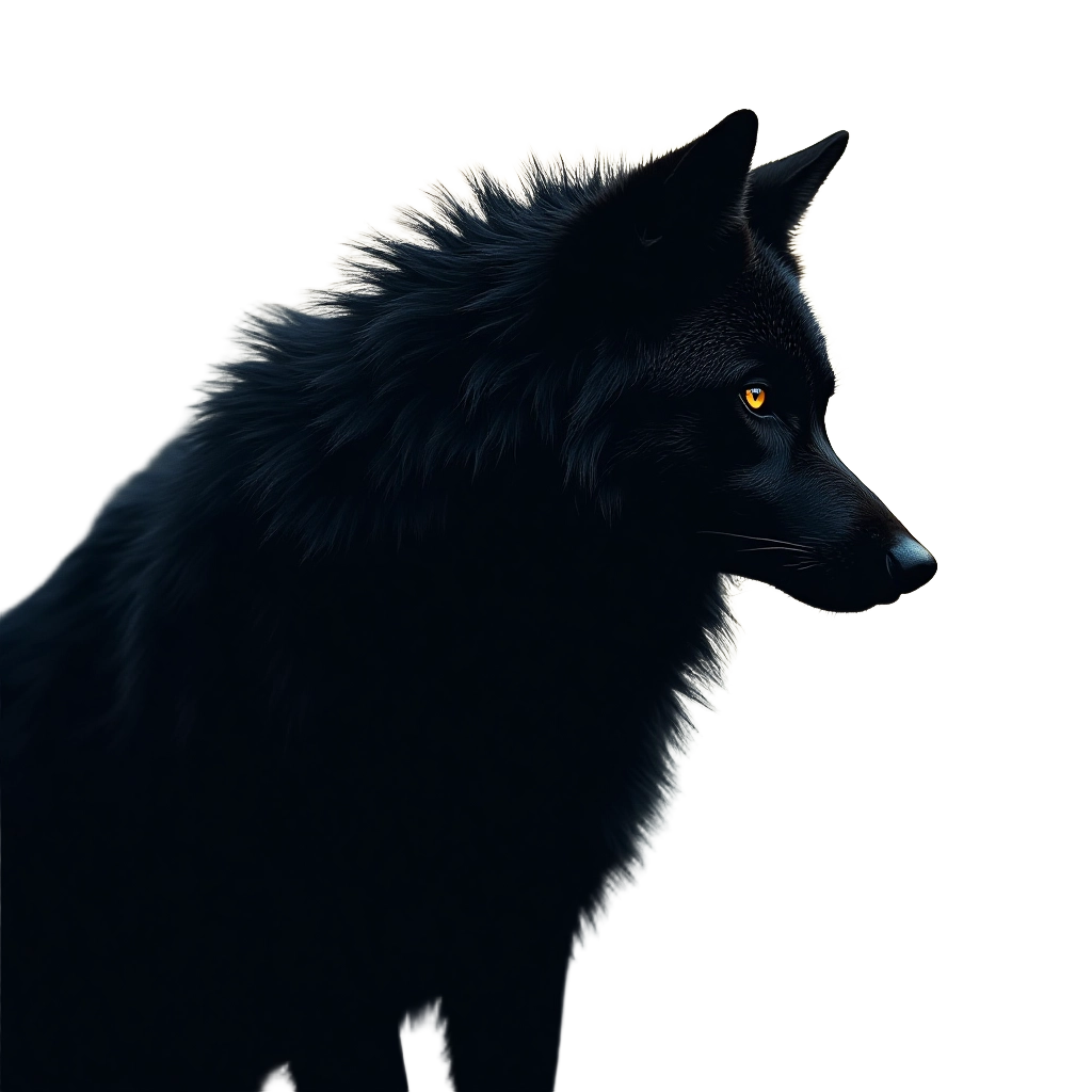 Black Wolf in the Shadows